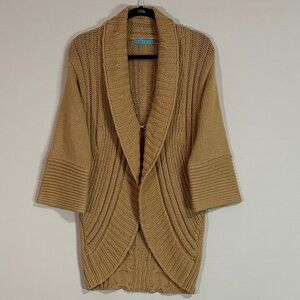 Alice + Olivia Camel Wool Knit Cardigan Sweater Coat Size Small